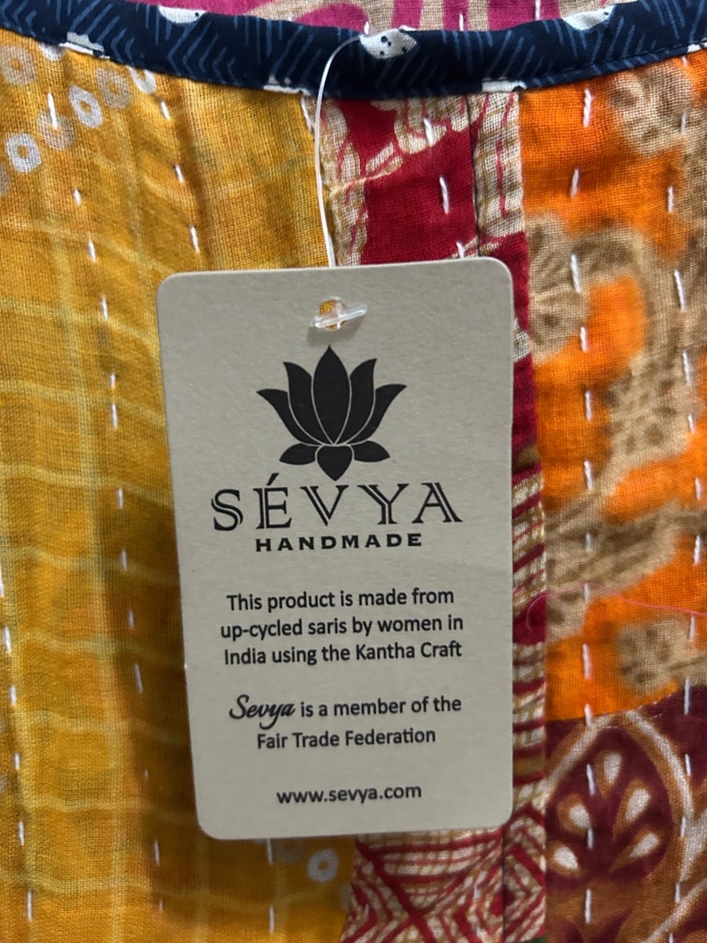 Reversible KANTHA cotton Vibrant Patchwork Sundress- Multicolor - Picture 8 of 10